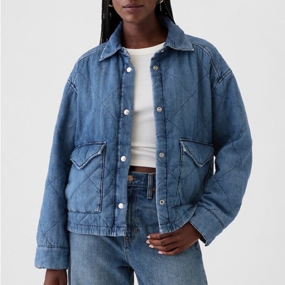 GAP Quilted Denim Shirt Jacket